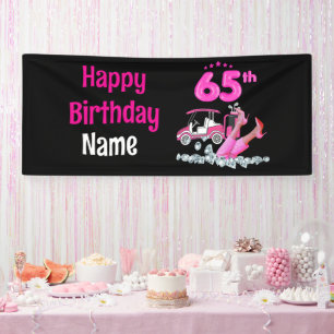 Banderoles Golf 65e anniversaire en thème rose pour femme gol