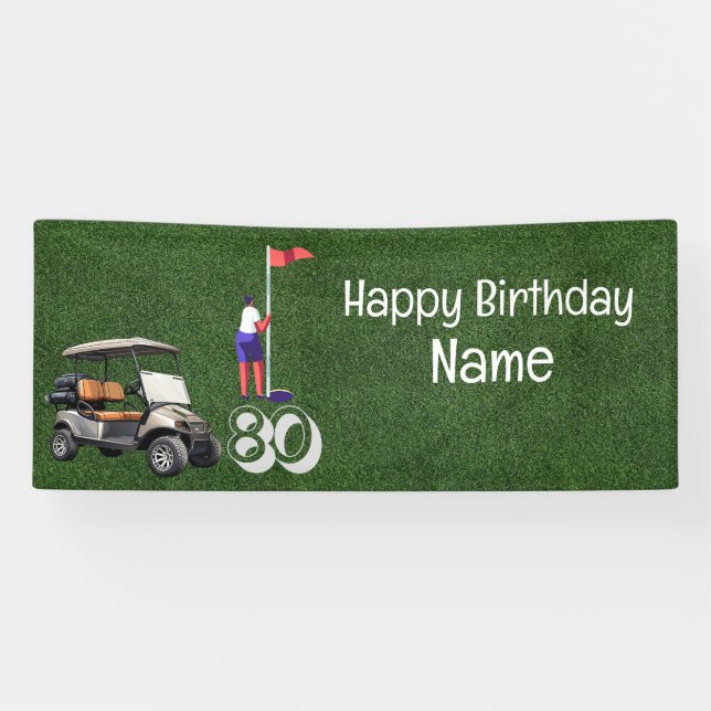 Banderoles Golf 80e anniversaire cadeaux pour golfeur (Horizontal)
