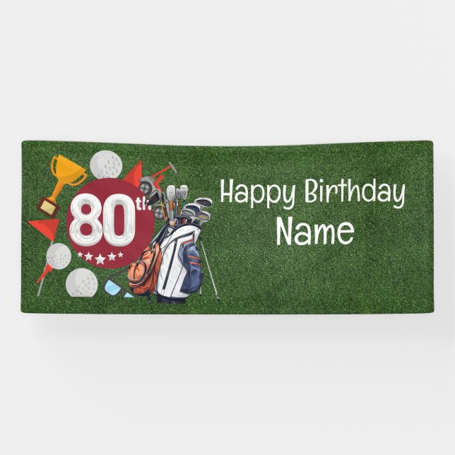 Banderoles Golf 80e anniversaire cadeaux pour golfeur (Horizontal)