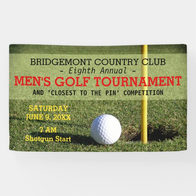 Banderoles Golf Ball et trou avec épingle (Horizontal)