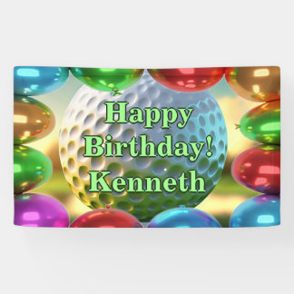 Banderoles Golf Ball Joyeux Anniversaire personnalisé Vinyl