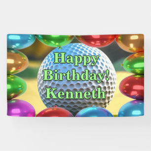 Banderoles Golf Ball Joyeux Anniversaire personnalisé Vinyl