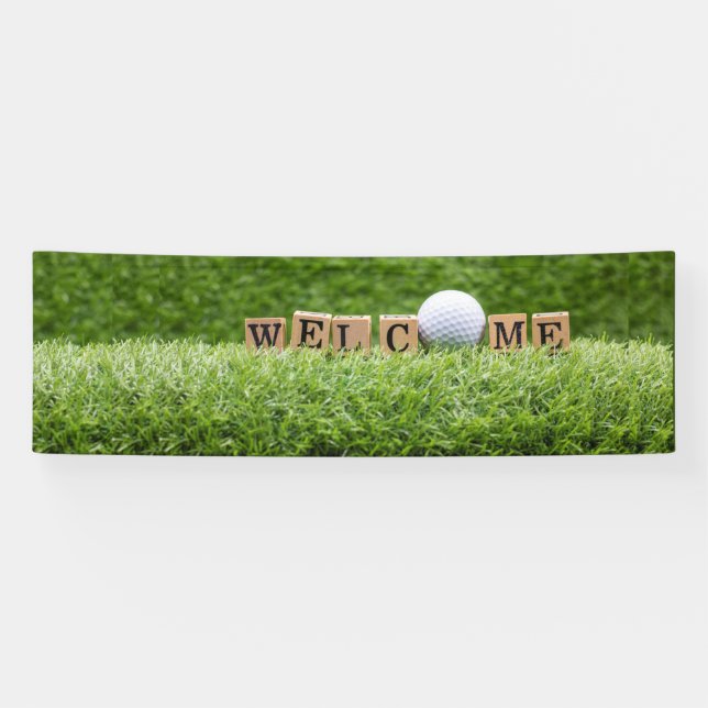 Banderoles Golf BIENVENUE avec golf ball et mot vert (Horizontal)