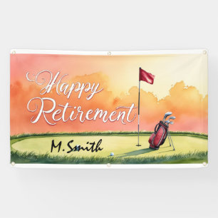 Banderoles Golf Happy Retirement parcours de golf et nom de g