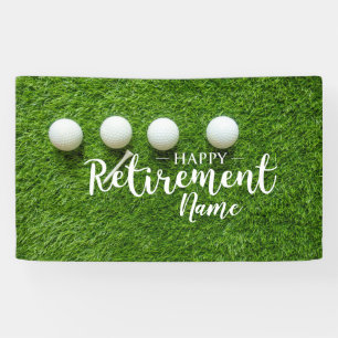 Banderoles Golf heureux retraite avec balle de golf sur vert