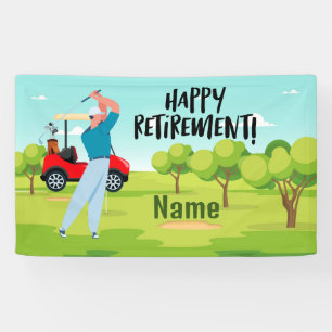 Banderoles Golf heureux retraite avec heureux golfeur sur ver