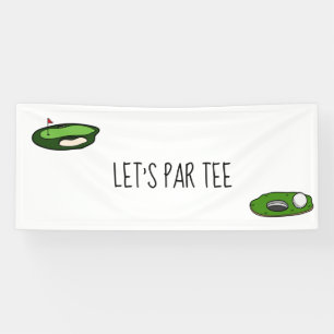 Banderoles Golf Let’s Par avec drapeau de golf sur vert blanc