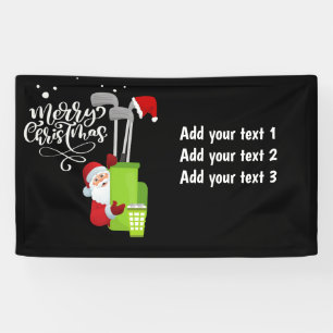 Banderoles Golfer Santa Claus avec sac de golf cadeau Noël