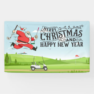 Banderoles Golfer Santa Claus golfeur à Noël