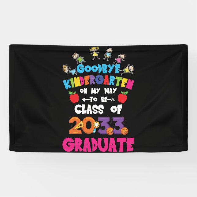 Banderoles Goodbye Kindergarten Class of 2033 Hello 1st grade (Horizontal)