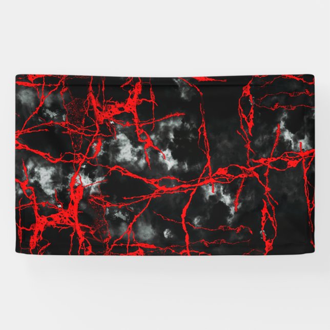 Banderoles Goth nocturne d'horreur - Noir et Blanc, Rouge (Horizontal)