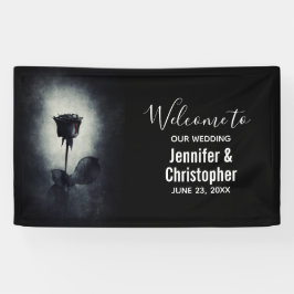 Banderoles Goth Rose noir goutte de sang Mariage Macabre