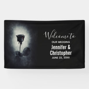 Banderoles Goth Rose noir goutte de sang Mariage Macabre
