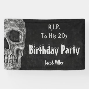 Banderoles Gothique crâne fête d'anniversaire RIP à ses 20 an
