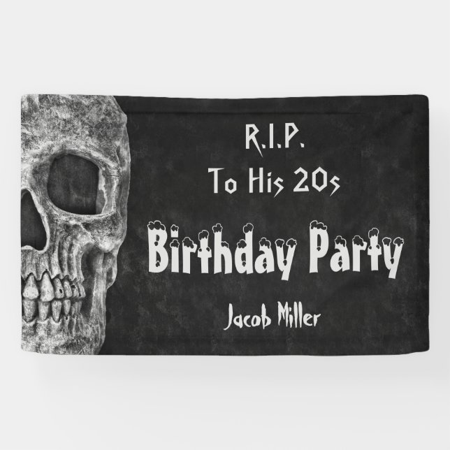 Banderoles Gothique crâne fête d'anniversaire RIP à ses 20 an (Horizontal)
