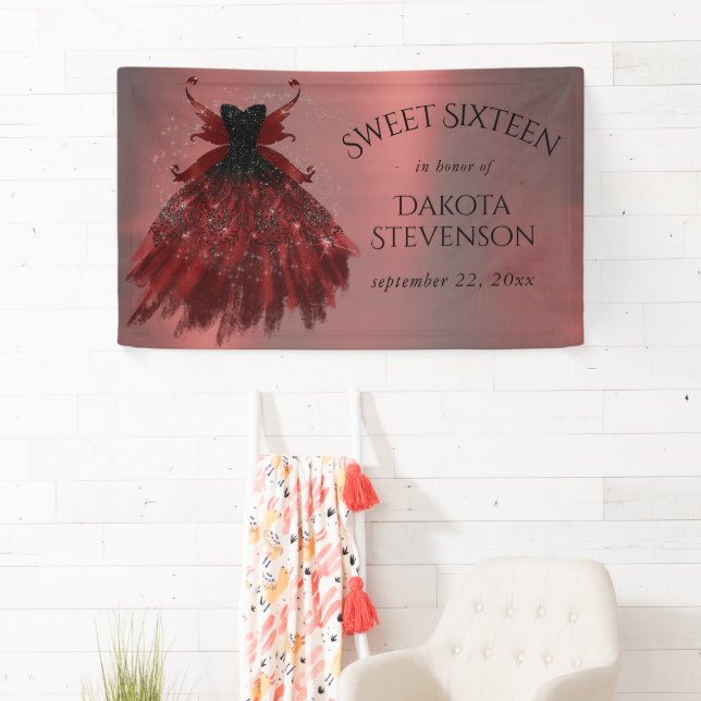 Banderoles Gothique Fairy Crimson Gown | Fer rouge profond ra (En situation)