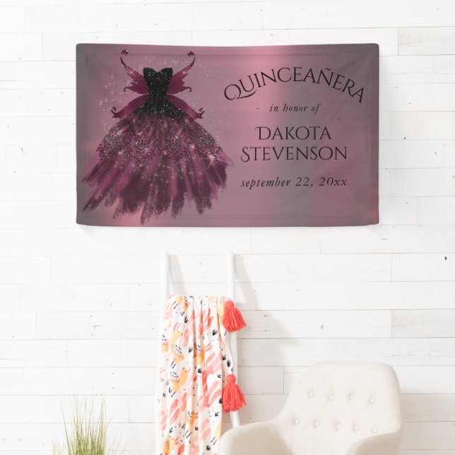 Banderoles Gothique Fairy Fuchsia Gown | Punk Rock rose Magen (En situation)