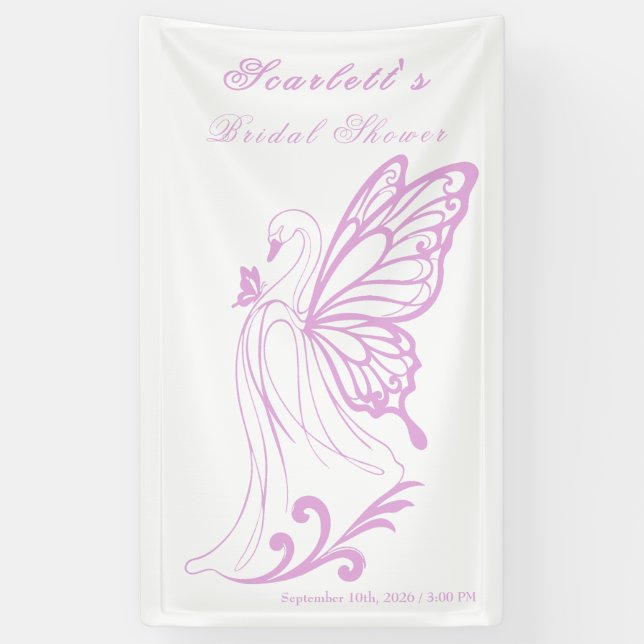 Banderoles Graceful swan with butterfly wings (Vertical)