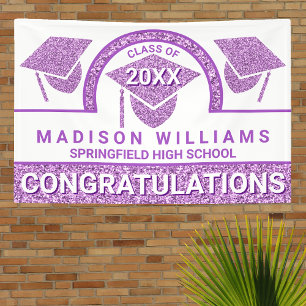 Banderoles Grad Glam Purple Casquette Graduation Félicitation