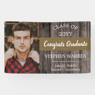 Banderoles Graduate de la photo Woodsy robuste Congrats