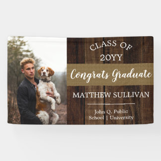 Banderoles Graduate de la photo Woodsy robuste Congrats