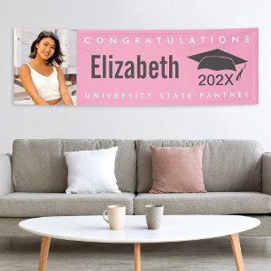 Banderoles Graduation 1 photo moderne audacieux simple rose g