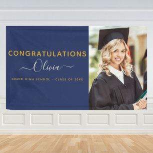 Banderoles Graduation 2022 Marine Blue Gold High School Colle