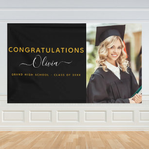 Banderoles Graduation 2024 Black Gold High School College