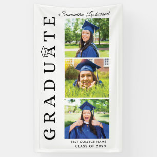 Banderoles Graduation 2024 Photo Collage noir et blanc
