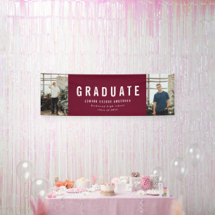 Banderoles Graduation 2 photo burgundy typographie moderne fê