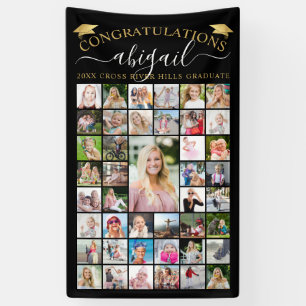 Banderoles Graduation 43 Photo Collage Script Black Gold