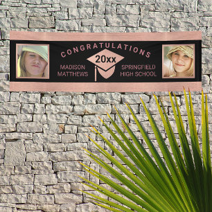 Banderoles Graduation Chic Rose Gold Félicitations Photo