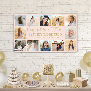 Banderoles Graduation Congrats 12 Photo Blush Pink and Gold