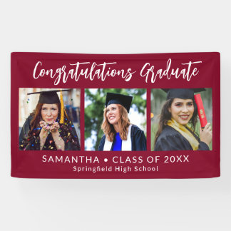 Banderoles Graduation Congratulations Graduate 3 Photo Maroon