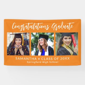 Banderoles Graduation Congratulations Graduate 3 Photo Orange