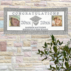 Banderoles Graduation Glam Silver Félicitations Photo