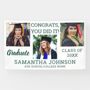 Banderoles Graduation Green 3 Photo Congrats Graduate 2022 