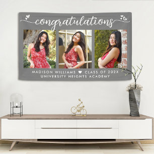 Banderoles Graduation Gris 3 Photo Moderne Calligraphie Coeur