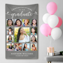 Graduation Gris K-12 Script Photo Collage Moderne