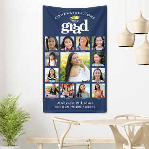 Banderoles Graduation Marine K-12 Photo Collage Bold Moderne