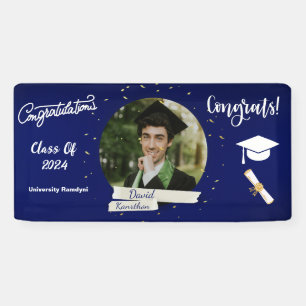 Banderoles Graduation Moderne Elégant marine bleu Félicitatio