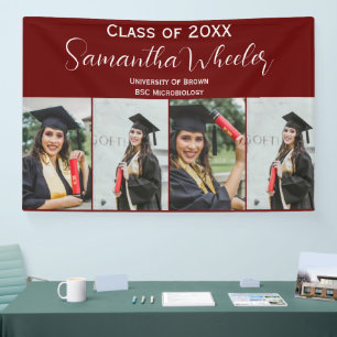 Banderoles Graduation moderne Maron Custom Photo Collage Nom