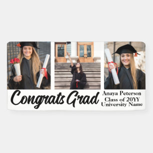 Banderoles Graduation moderne Script 3 Photos Collage