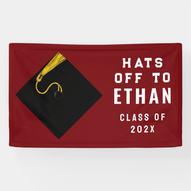 Banderoles Graduation personnalisée Maroon 2025 (Horizontal)