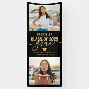 Banderoles Graduation Photo Black and Gold Elegant