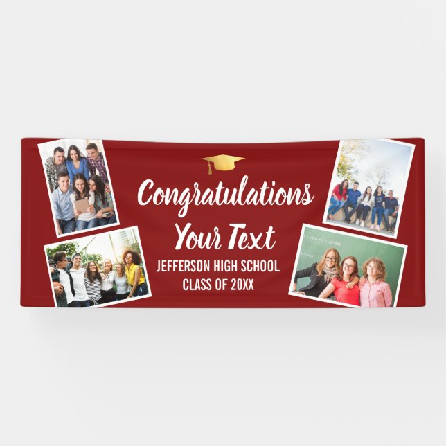 Banderoles Graduation Photo Collage Félicitations Senior N'im (Horizontal)