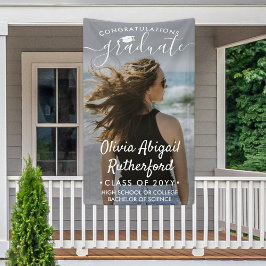 Banderoles Graduation Photo & Elegant White Script Classe Ann