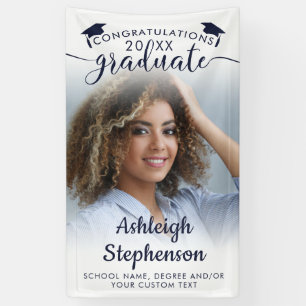 Banderoles Graduation Photo Marine Bleu Congrats Grad Script