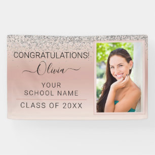 Banderoles Graduation Photo Pink Silver Classe de Parties sci