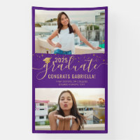 Graduation Photo Purple Gold Classe de 2025 Grand
